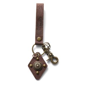 Carving Leather keychain Brown