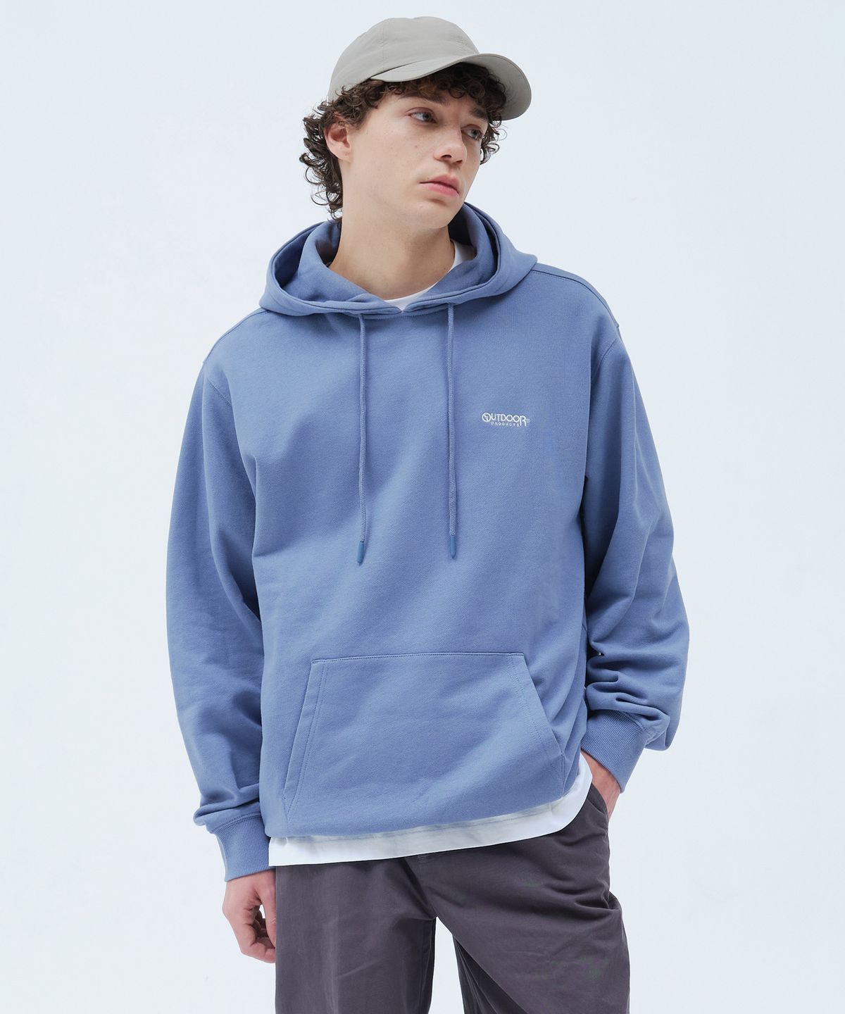 아웃도어 프로덕츠(OUTDOOR PRODUCTS) MINI LOGO SWEAT HOODIE (DEEP BLUE)