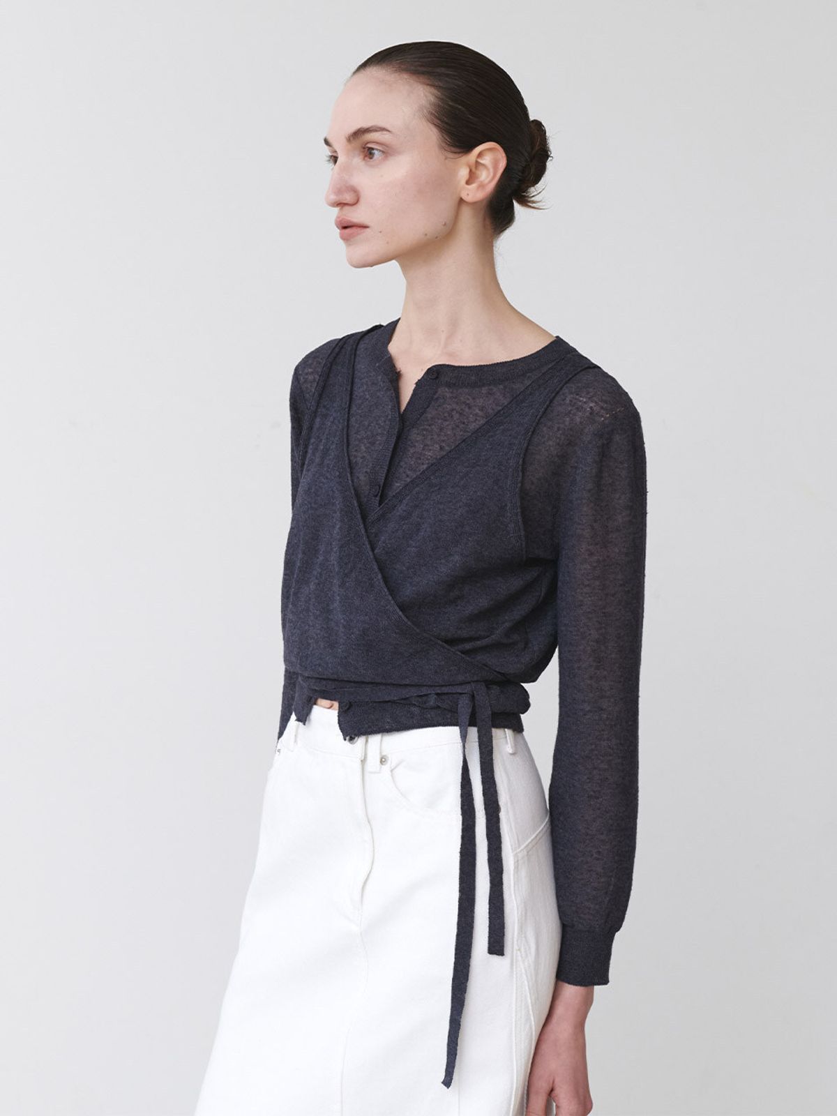 루에브르(LOEUVRE) [SET] See-through Cardigan + Strapped Sleeveless top SS5MD237_3color