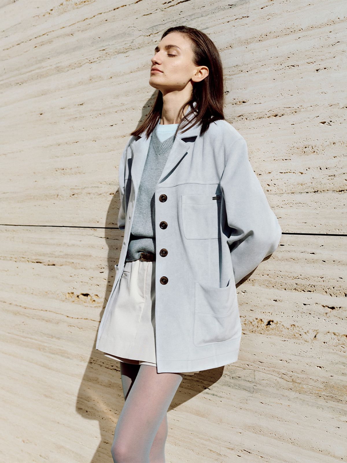 루에브르(LOEUVRE) Classic Faux Suede Leather Jacket SL5XJ626-J5