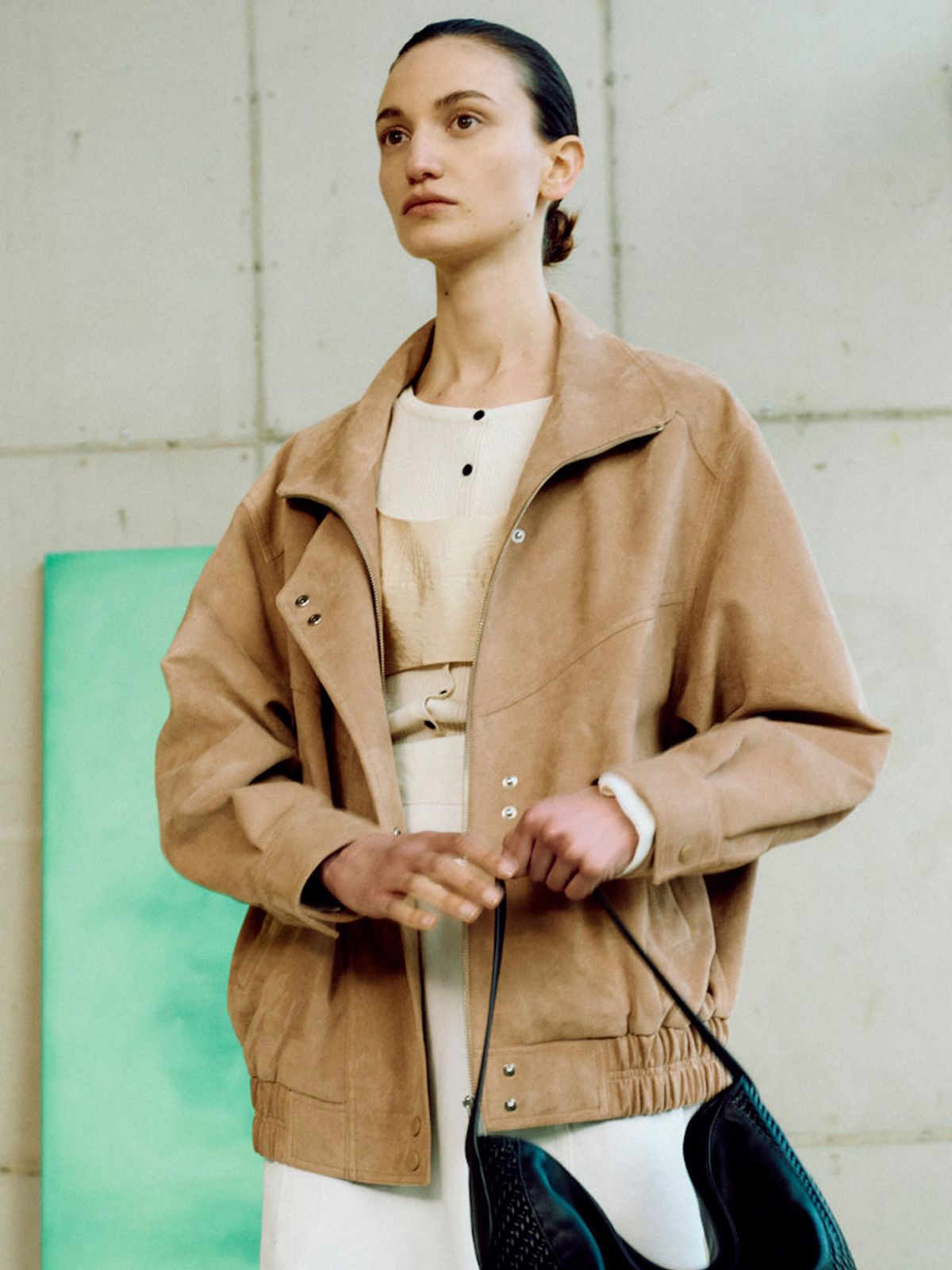 루에브르(LOEUVRE) Asymmetric Placket Faux Suede Jacket SL5XJ830-91