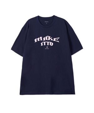 [BLACK LETTER]CREW NECK TEE_NAVY