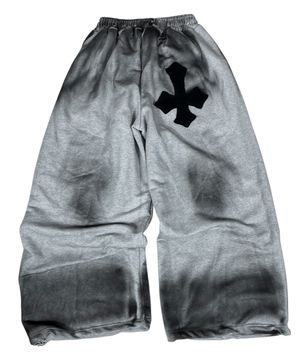 Painting Cross Sweat Wide Pants ((melange gray))