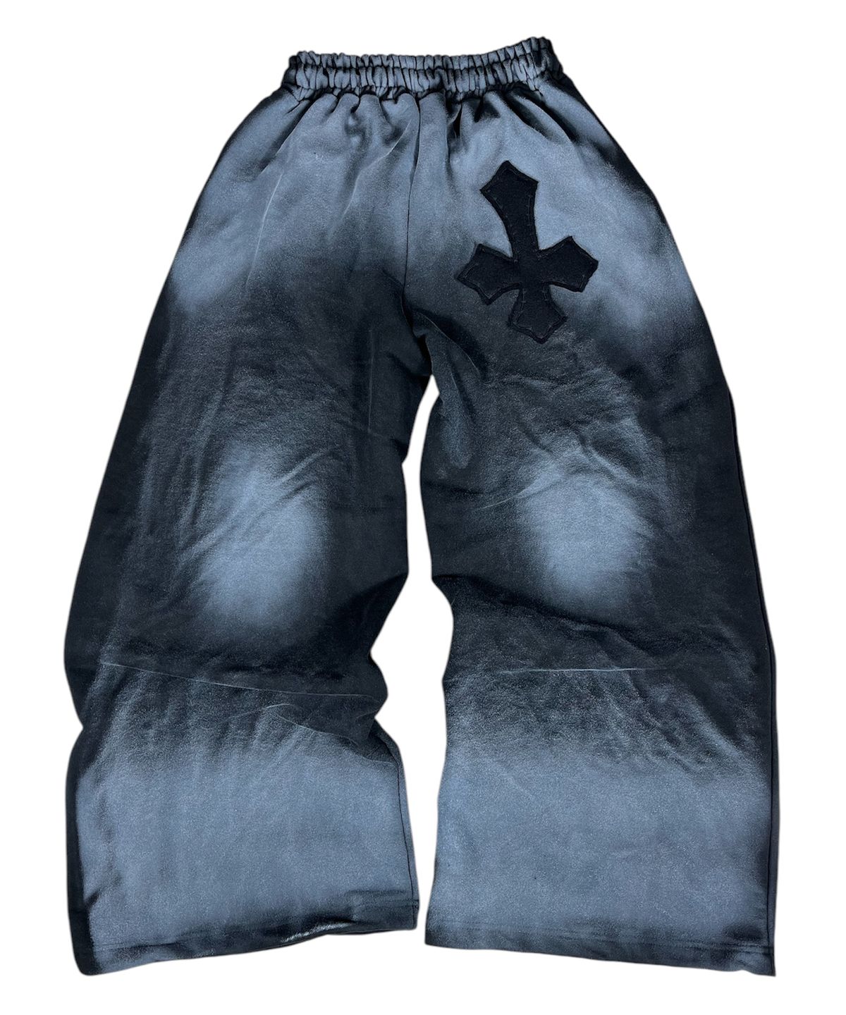 스케이터락(SK8ER ROCK) Painting Cross Sweat Wide Pants ((black))