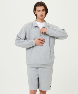 메쉬 텍스쳐 반집업 맨투맨 M.GREY