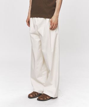 컴포트 와이드 코튼 밴딩 팬츠 [아이보리]