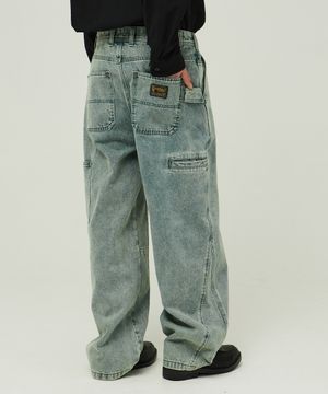 파번 7541 카펜터 빈티지클로딩 와이드핏 카키 컬러데님팬츠