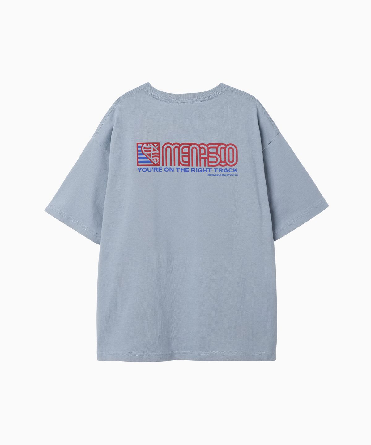 미나수(MENASOO) Squared Hearttrack Graphic T Shirt_Skyblue