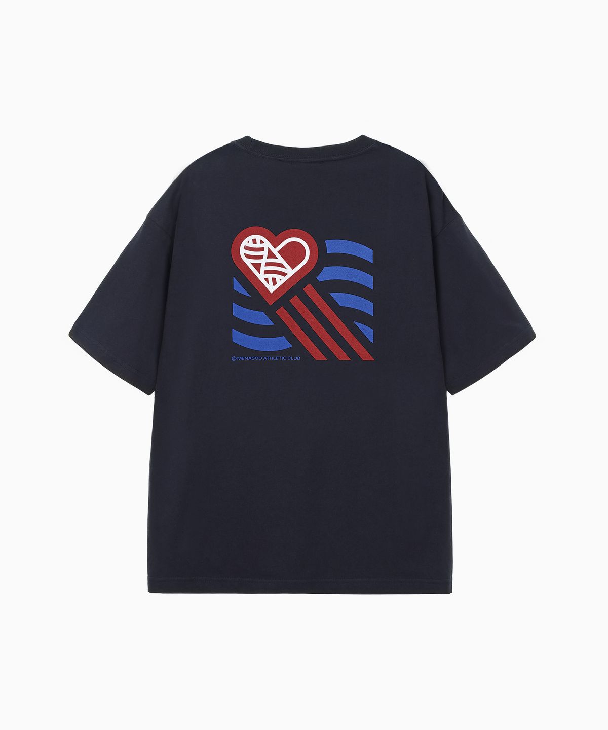 미나수(MENASOO) Wave Hearttrack Graphic T Shirt_Navy