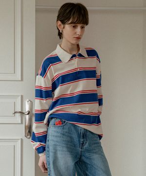 A3509 멀티 스트라이프 칼라 티셔츠_Blue