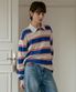 A3509 멀티 스트라이프 칼라 티셔츠_Blue