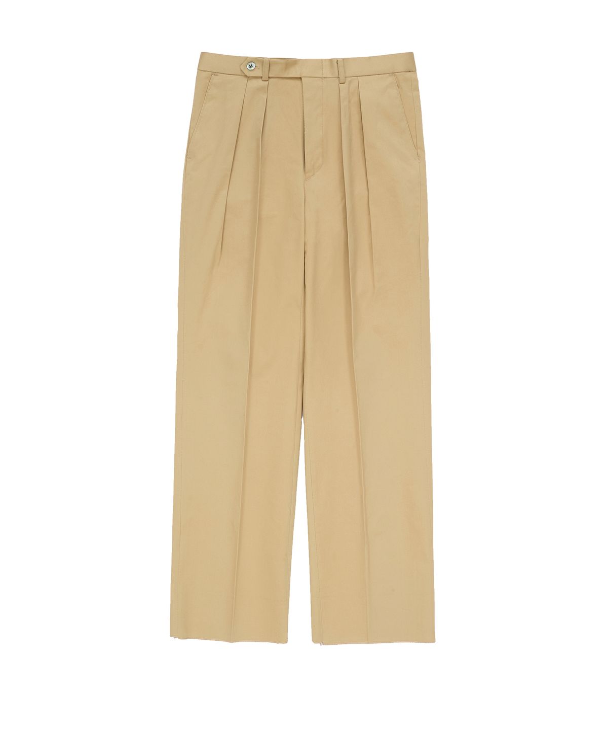 벨리프(BELLIEF) Gabardine cotton Double Pleats Wide Chino Pants (Beige)