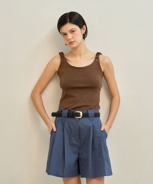 Cookie Wrinkle Sleeveless T-Shirt _ Brown