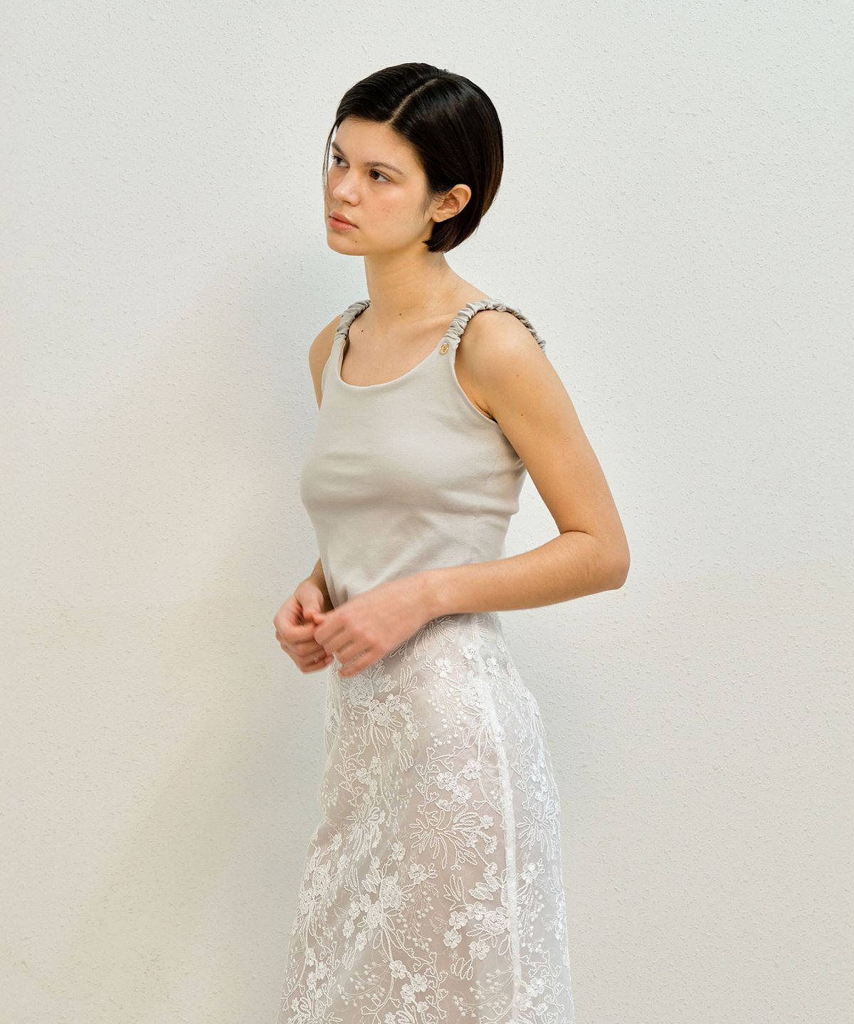 메이버유(MAYVERU) Cookie Wrinkle Sleeveless T-Shirt _ Gray