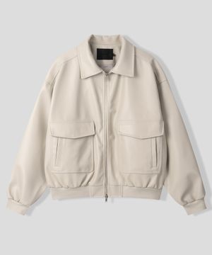 심플리시티 비건 레더 블루종 자켓 [크림]