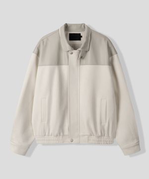 컬러 블록 비건 스웨이드 자켓 [크림]