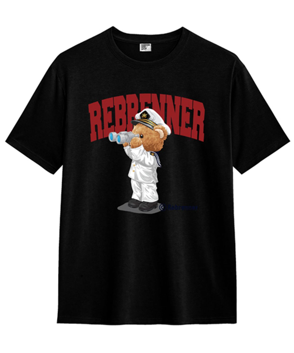 리브레너(REBRENNER) 네이비베어 20수 크루넥 반팔티셔츠 블랙