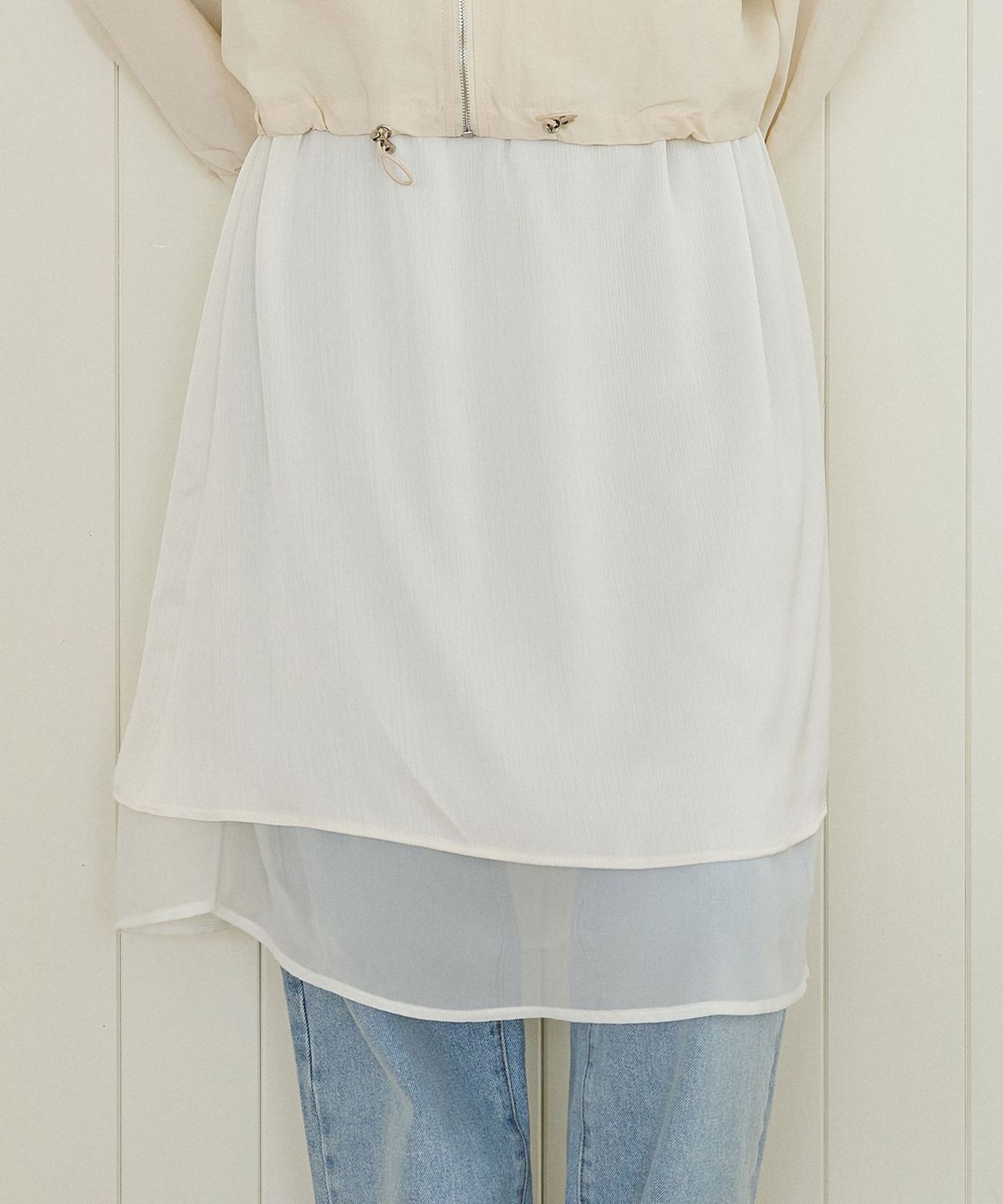 핑크파인애플(PINK PINEAPPLE) SHEER SIMPLE SKIRT_IVORY