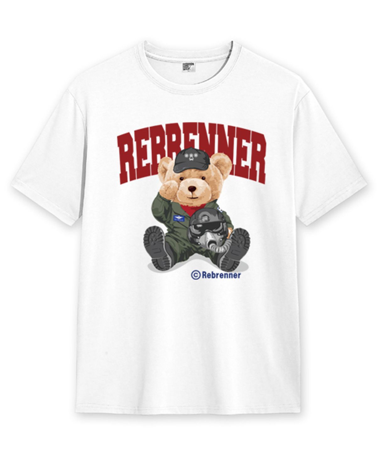 리브레너(REBRENNER) 에어포스베어 20수 크루넥 반팔티셔츠 화이트