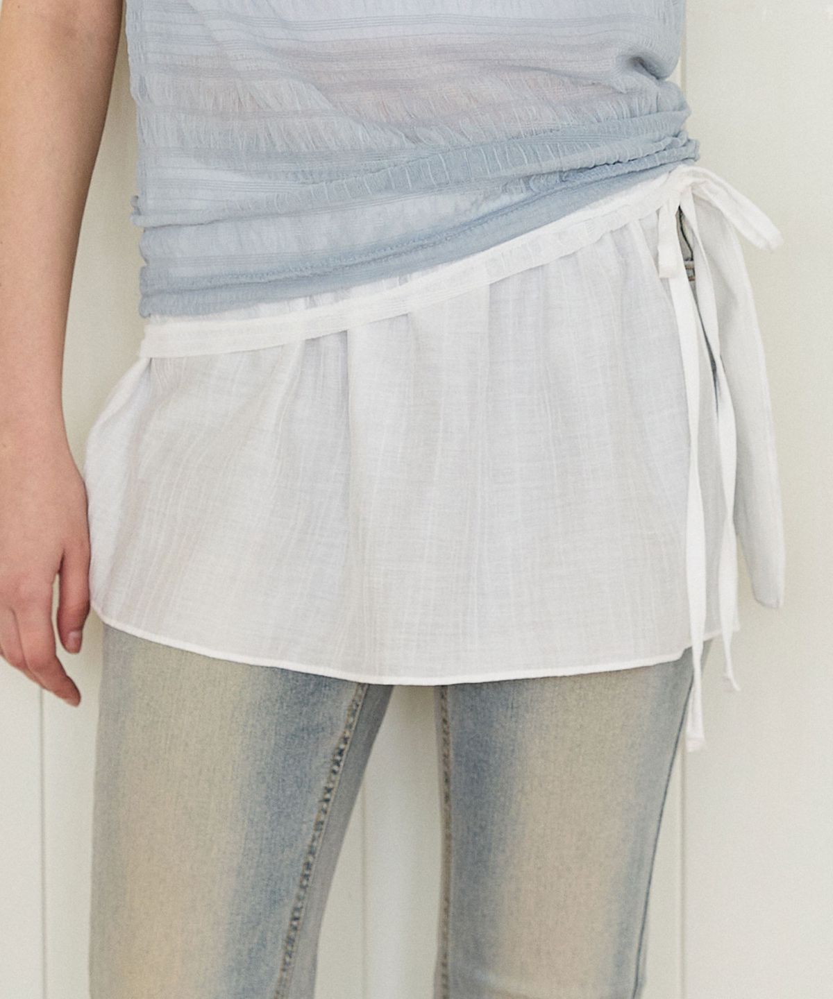 핑크파인애플(PINK PINEAPPLE) SIMPLE LAYERED WRAP SKIRT_IVORY