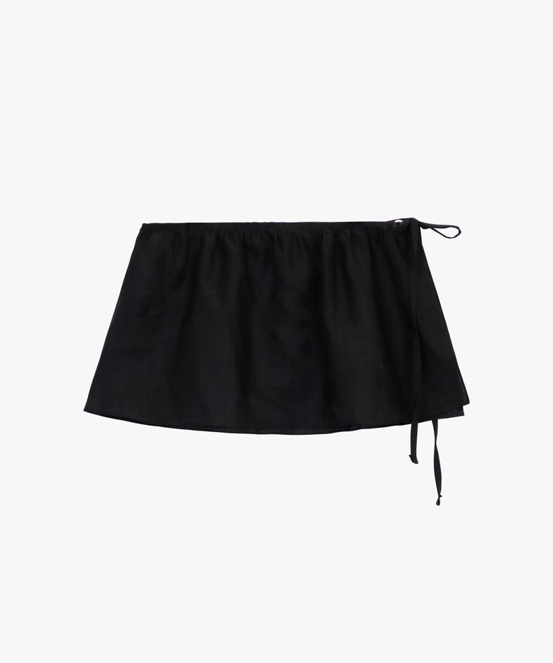 SIMPLE LAYERED WRAP SKIRT_BLACK
