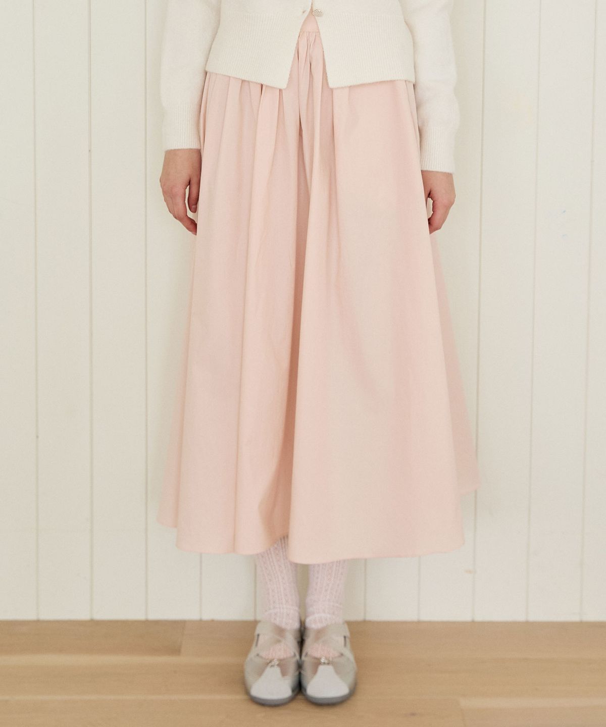 핑크파인애플(PINK PINEAPPLE) BLOOMING SHIRRING MAXI SKIRT_PINK