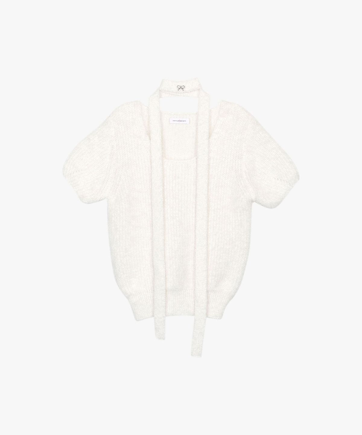핑크파인애플(PINK PINEAPPLE) CANDY RIBBON HALF KNIT SET_WHITE
