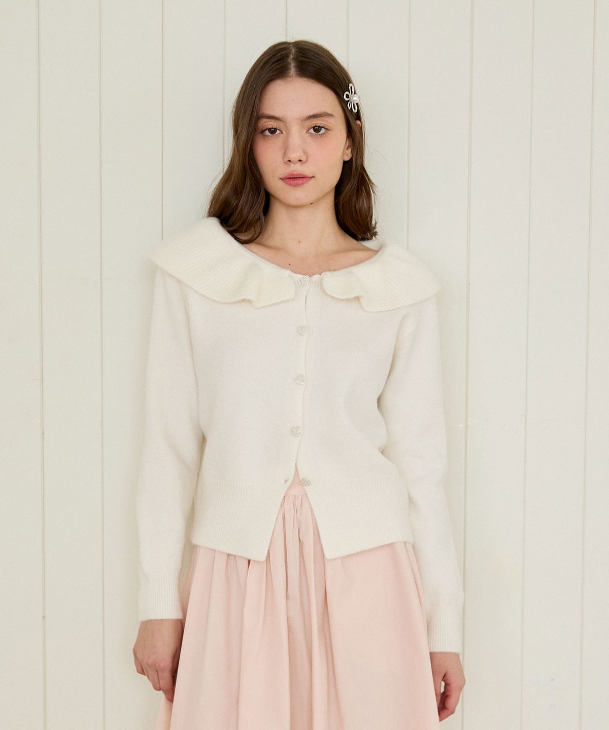 핑크파인애플(PINK PINEAPPLE) HEART PUDDING CARDIGAN_IVORY
