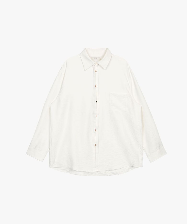 FLOWY DOUBLE-LAYER PLACKET SHIRT_IVORY