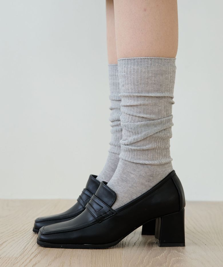 [2EA 1SET] HEAL SHEER KNEE SOCKS_GREY