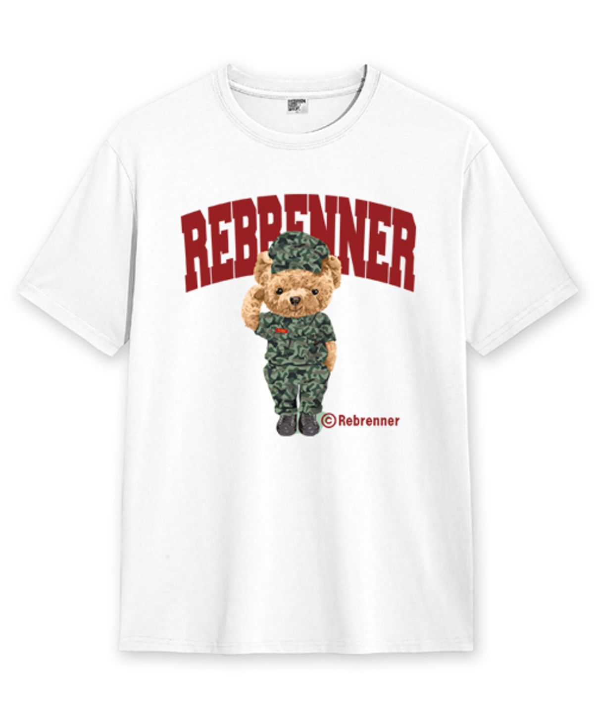 리브레너(REBRENNER) 마린베어 20수 크루넥 반팔티셔츠 화이트