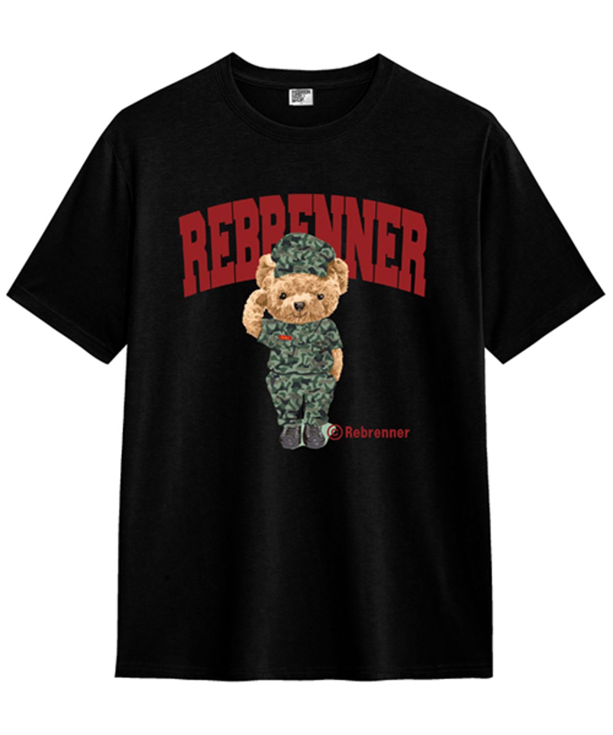 리브레너(REBRENNER) 마린베어 20수 크루넥 반팔티셔츠 블랙