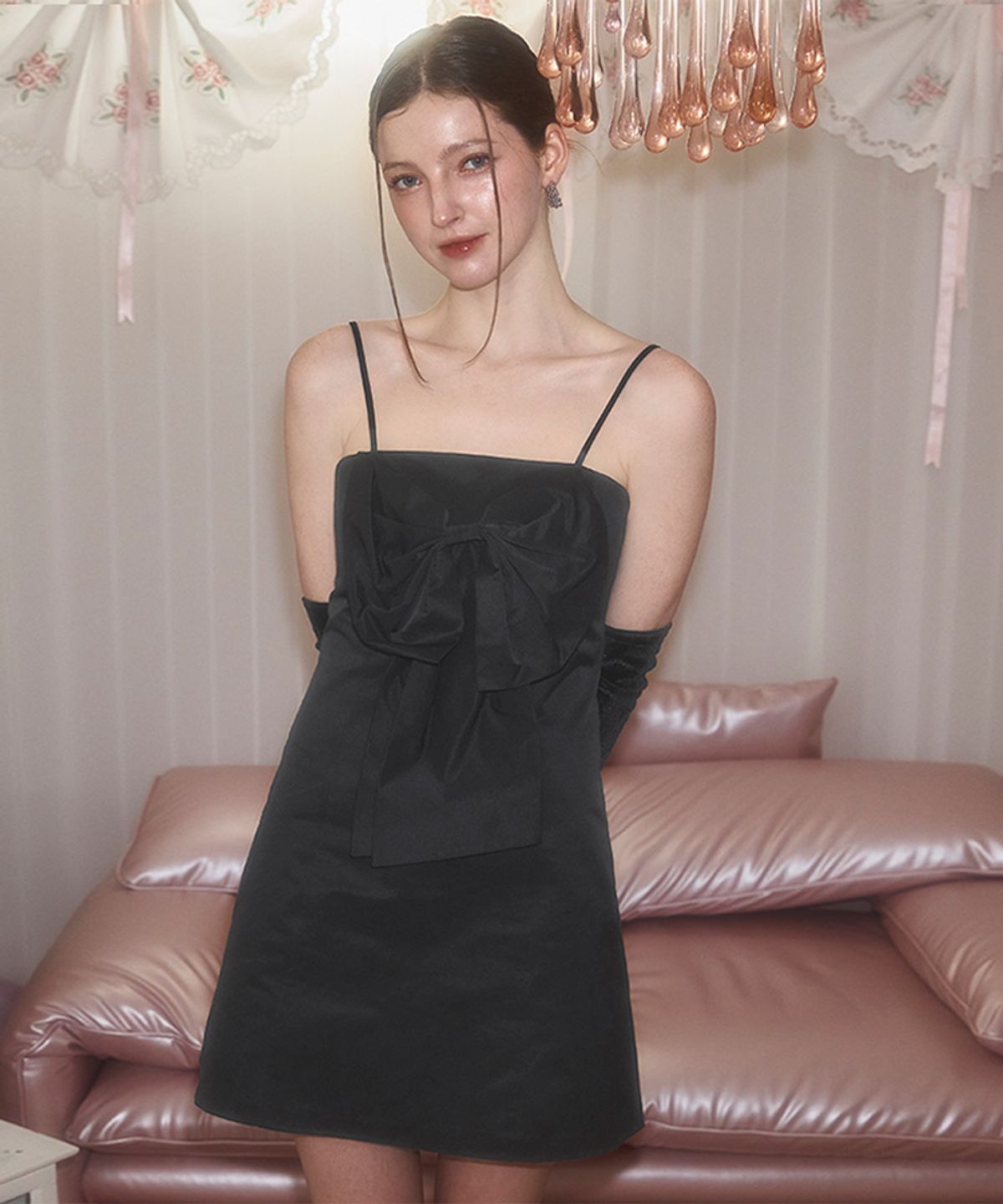로제프란츠(ROSEFRANTZ) Big Ribbon Mini Dress [Black]
