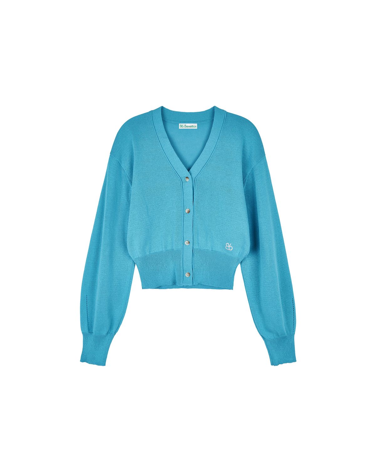 비플랫 베네통(Bb' BENETTON) 스프링 브이넥 니트 가디건 (Turquoise Blue)