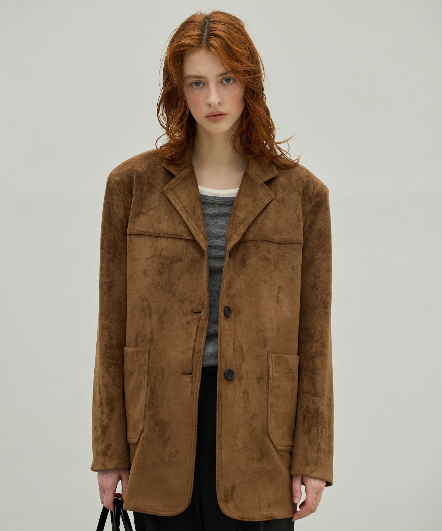 MUSINSA公式 | ELLIOTI Suede Half Coat_2Color