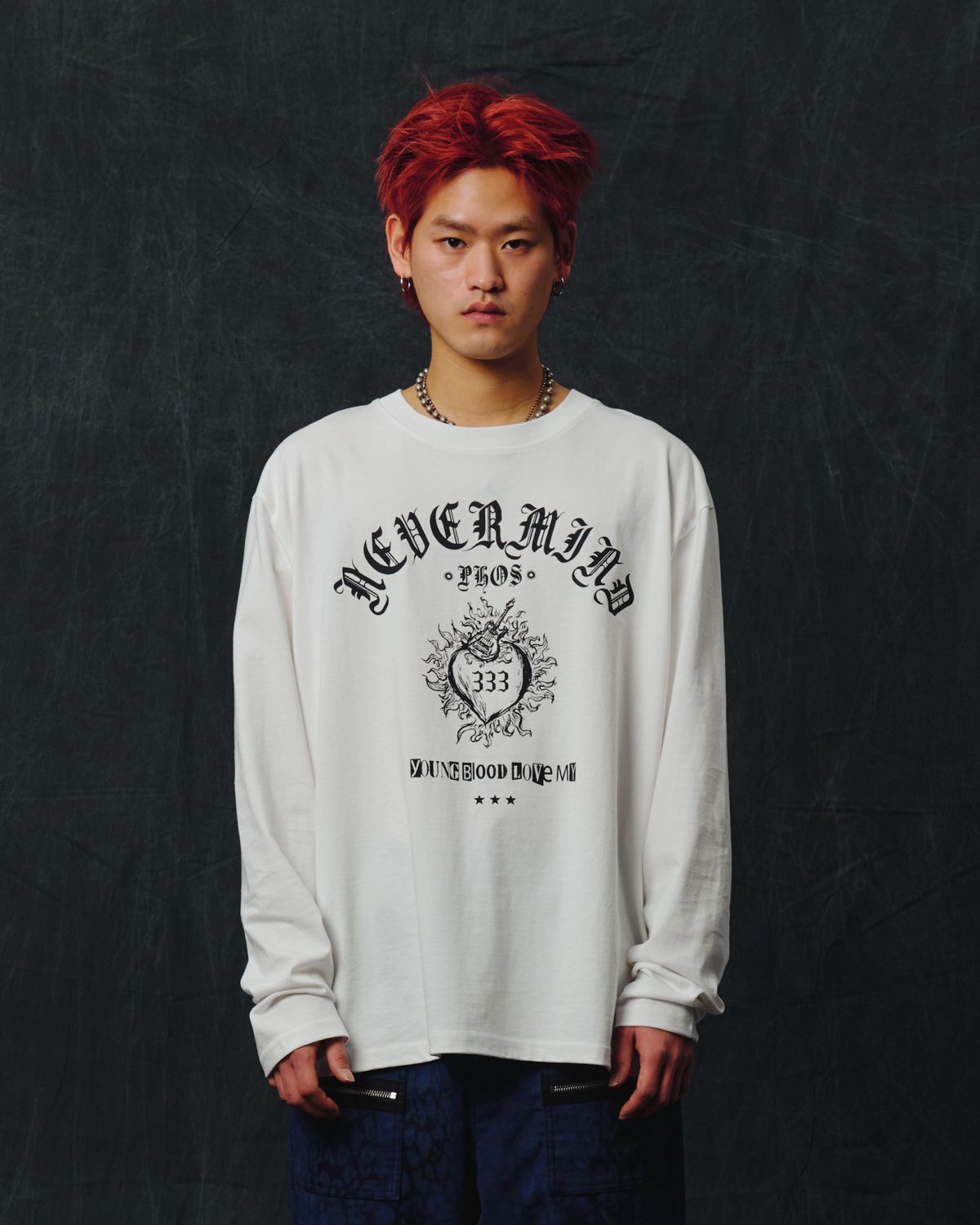 포스333(PHOS333) Hazzard001 Young Heart long sleeved/White
