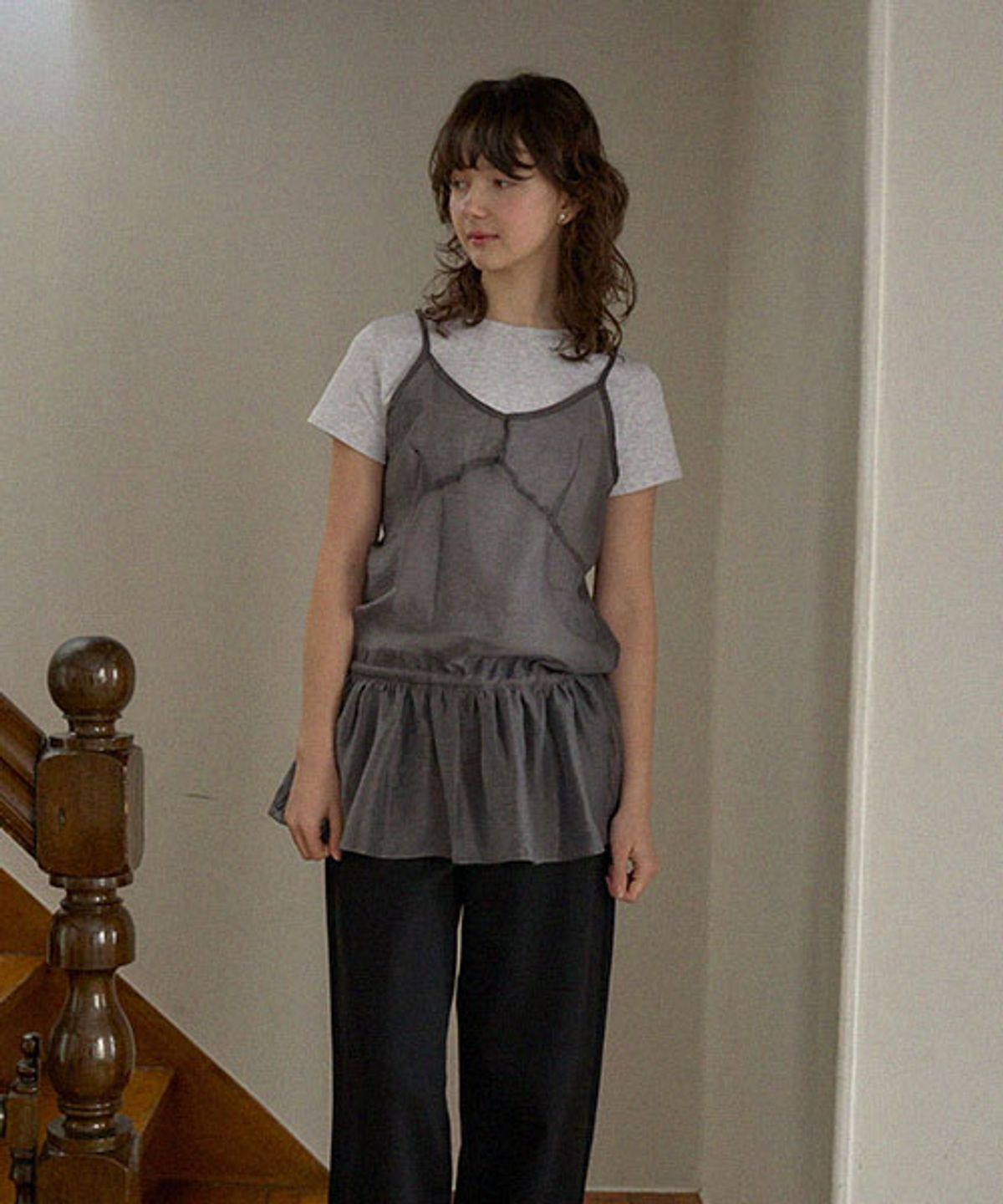 헤인트(HAINT) BELLE STRING LAYERED DRESS_GRAY