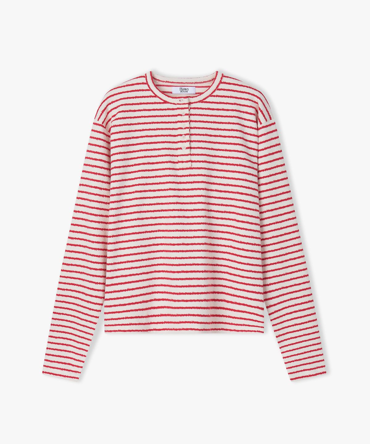 플로즈룸(FLAWSROOM) Stripe Noise Henleyneck RED