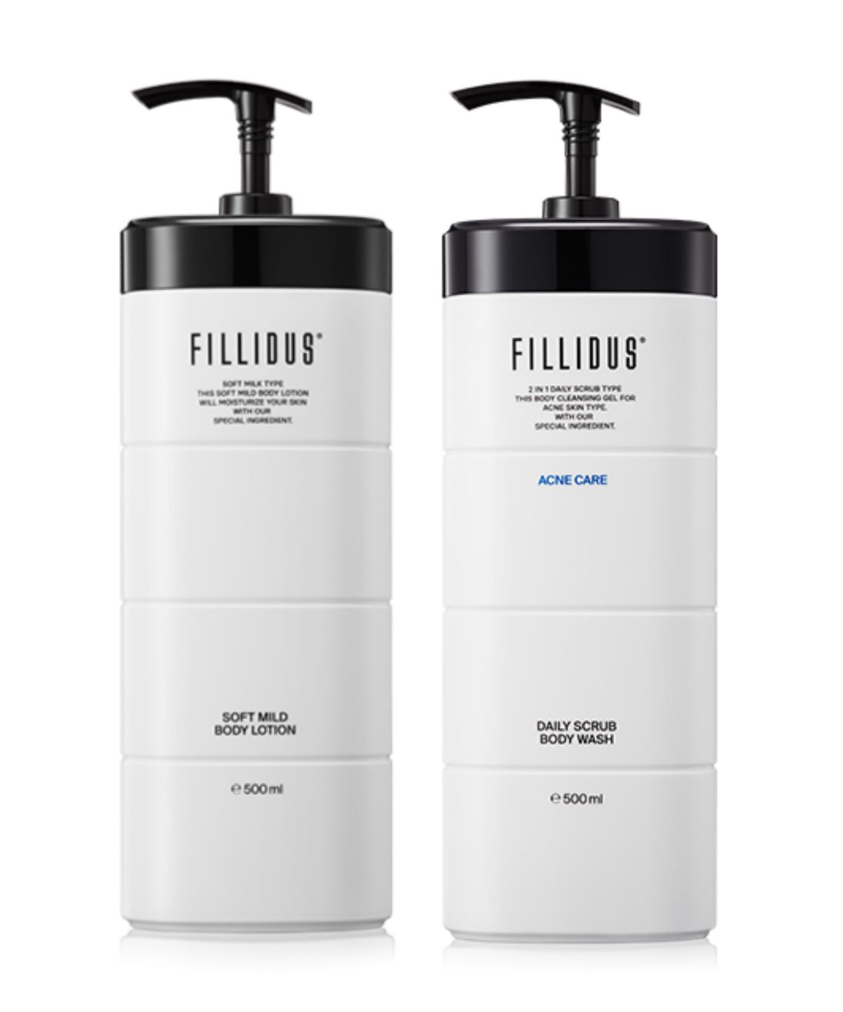 필리더스(FILLIDUS) 데일리 스크럽 바디워시 500ml + 마일드 바디로션 500ml
