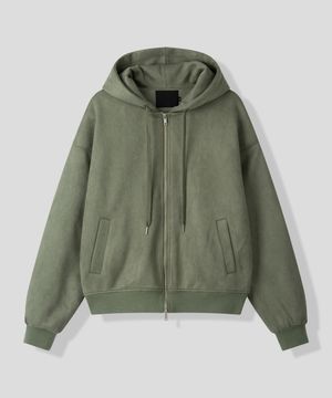 ​​페이크 스웨이드 후드 집업 자켓 [올리브]