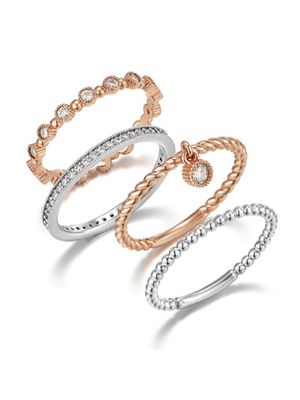 드롭 포인트 콤비 레이어드 링 4종 세트 ELBRWR108