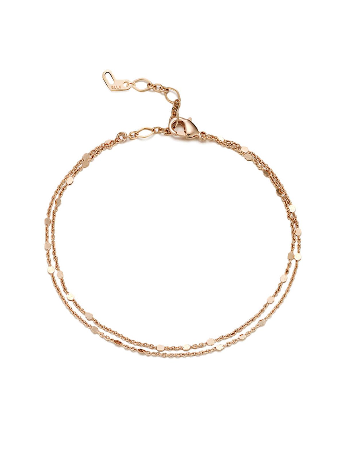 엘르주얼리(ELLEJEWELRY) 미니 플랫 라운드 투 라인 팔찌 ELBRBB060