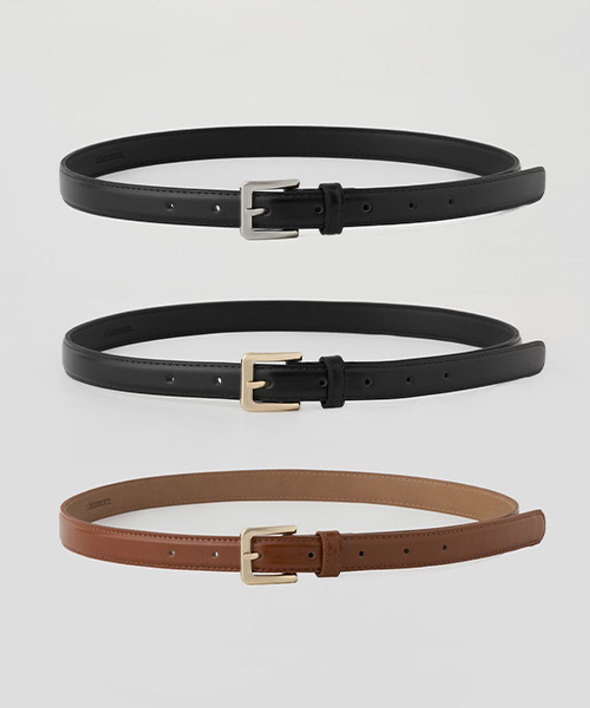 링서울(LINGSEOUL) 20mm classic leather belt-[silver/gold/brown]