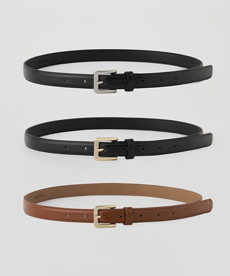 20mm classic leather belt-[silver/gold/brown]