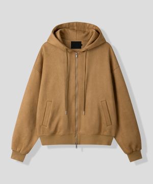 페이크 스웨이드 후드 집업 자켓 [카멜]