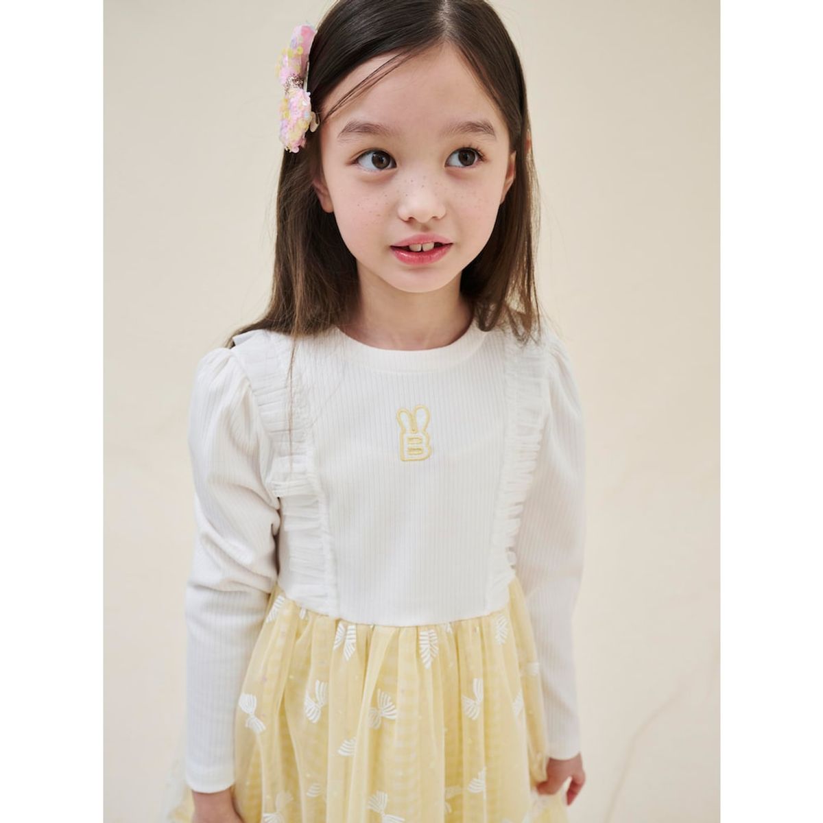 빈폴 키즈(BEANPOLE KIDS) [러블리 빙키 걸즈] 빙키 프릴 샤 원피스  아이보리 (BI5271G020)