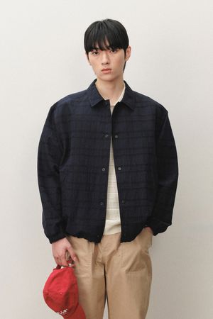 자니에리 린넨 체크 점퍼 네이비 BNESJP406NY