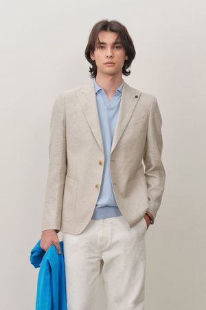 I.T.B 린넨 코튼 텍스쳐드 자켓 베이지 BNESEA205BE