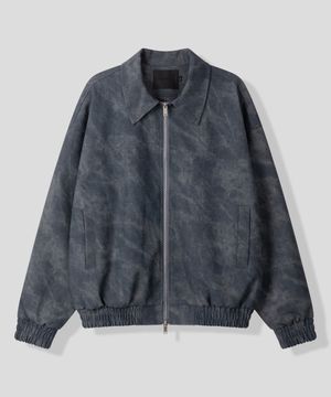 스모크 워시 비건 레더 자켓 [스모키 블루]