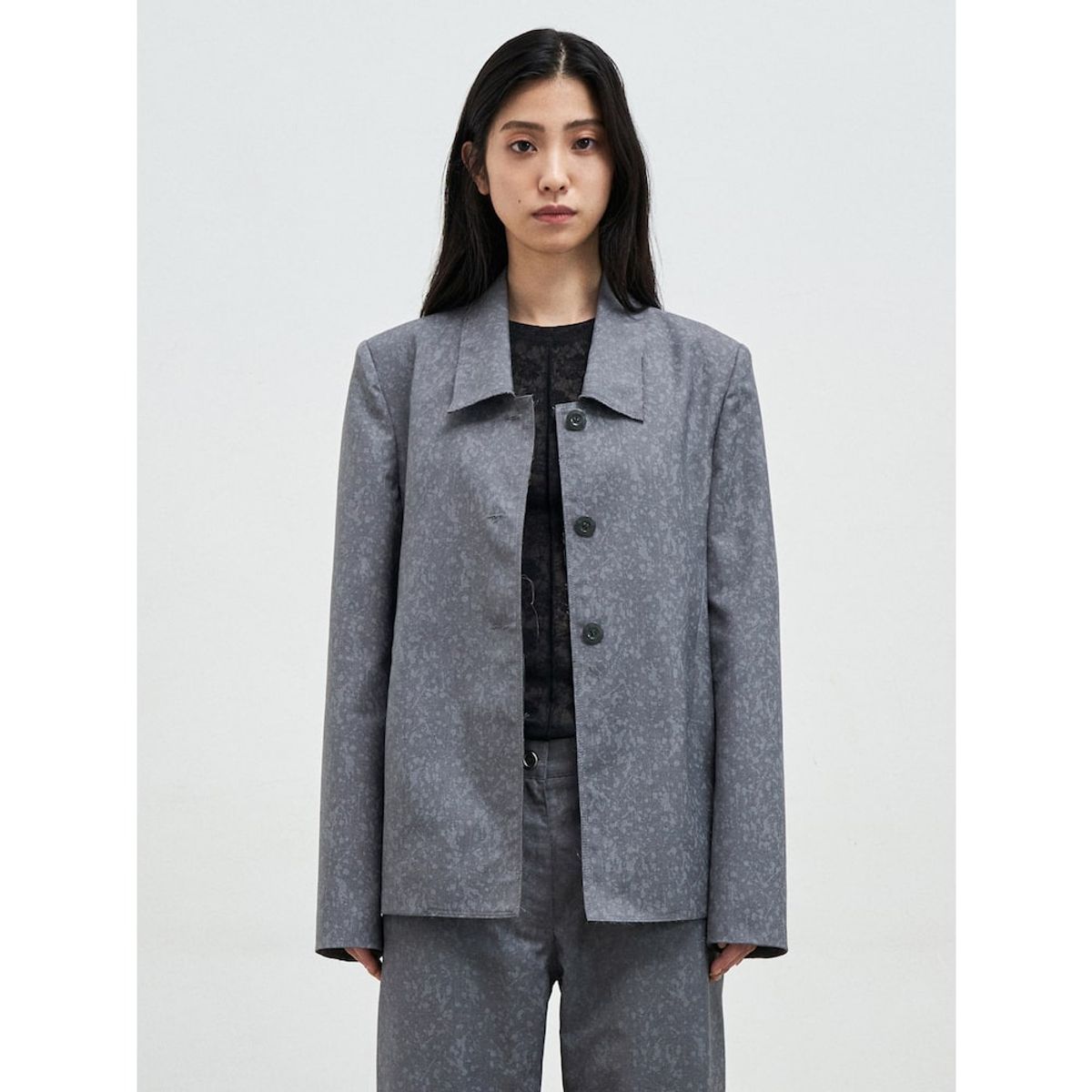 앙개(ANGGAE) Flocky Pattern Jacket  Grey